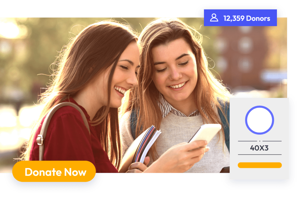 Girls smiling while looking at phone